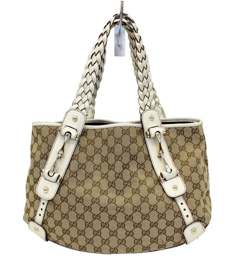 Gucci B medium shoulder bag in natural canvas 